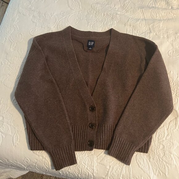 Gap Brown Cashsoft Cropped Cardigan (S Petite) - never worn - Picture 1 of 5